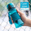 Botellas de agua UZSPACE de 350ml, agitador de proteínas sin BPA, portátil para niños, a prueba de fugas, para deportes, botella Tritan ecológica para exteriores