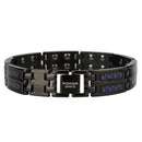 Power Ionics Mens black/blue/red carbon fiber 100% Pure Titanium Magnetic Therapy Bracelet Wristband improve blood circulation