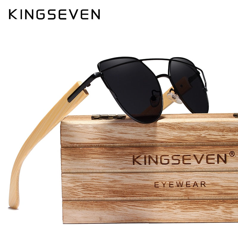 KINGSEVEN, gafas de sol de madera hechas a mano para hombre, gafas de sol de bambú para mujer, diseño de marca, gafas de madera originales, gafas de sol masculino