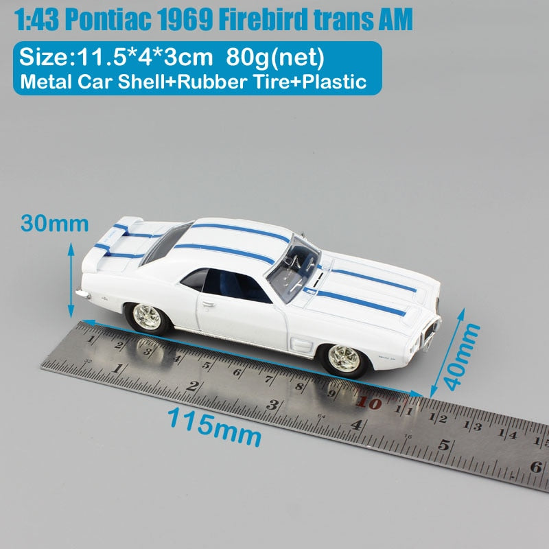 1:43 Marke Mini Scales Pontiac 1969 Firebird Trans AM Classic Display Metallauto Auto Sammelautomobilmodell Spielzeug für Kinder