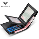 WilliamPOLO Marke Business Herren Geldbörse Echtes Leder Bifold Wallet Bank Kreditkartenetui Ausweishalter Männliche Geldbörse Taschen Neu