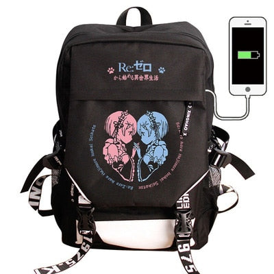 Japan Anime Tokyo Ghoul Cell at Work Attack on Titan Gintama Natsume Yuujinchou Monokuma USB Charging Laptop Backpack School Bag