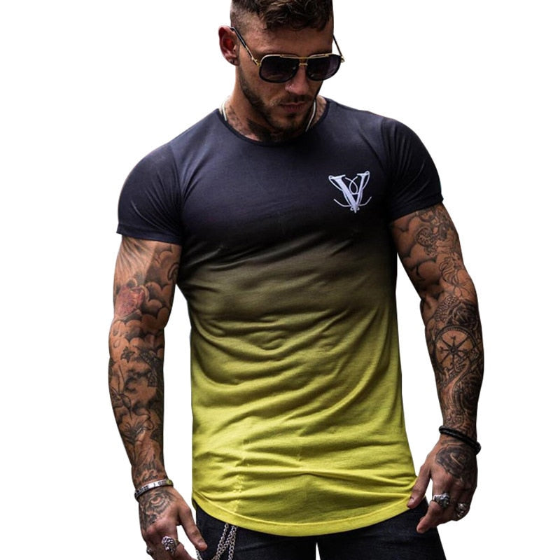 2019 Nueva marca de ropa Gyms Tight Cotton T-shirt Hombres Fitness T-shirt Homme Gyms T Shirt Hombres Fitness Summer Tees Tops