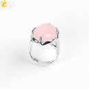 CSJA Neue Frauen Fingerringe Oval Naturstein Cabochon Tigerauge Opal Unakit Rosa Quarz Lapislazuli Chakra Ehering E583