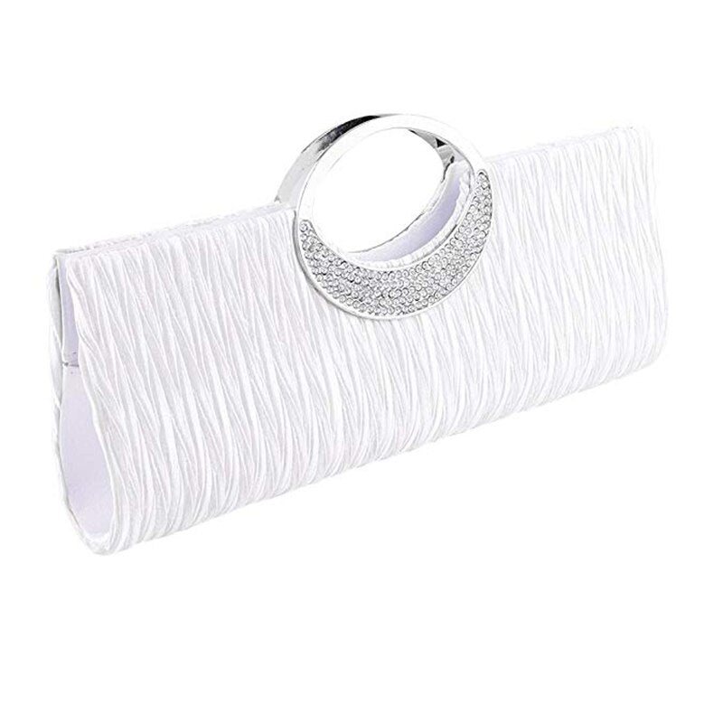 Luxury Evening Clutch Bags Fashion Rhinestone Satin Pleated Women Evening Bag Wedding Party Handbag Clutches Purse Bolsos Mujer