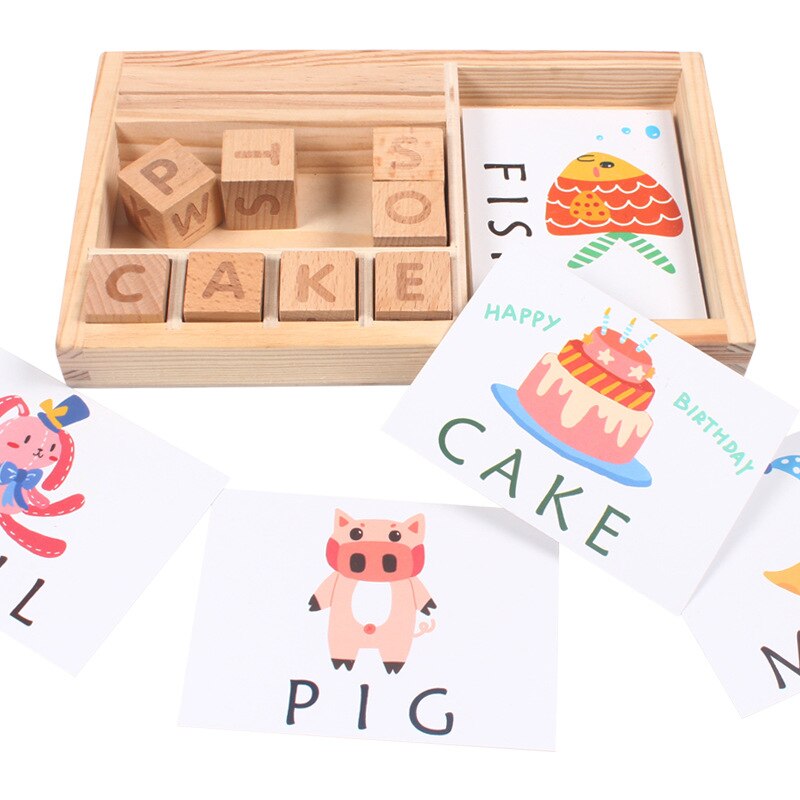 Juego de palabras de ortografía de madera Candywood, juguetes educativos para edades tempranas para niños, juguetes de madera para aprender, juguete educativo Montessori