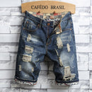 Pantalones cortos de mezclilla con agujeros para hombres 2022 Verano Nueva moda Casual Slim Fit Ripped Retro Short Jeans Marca masculina