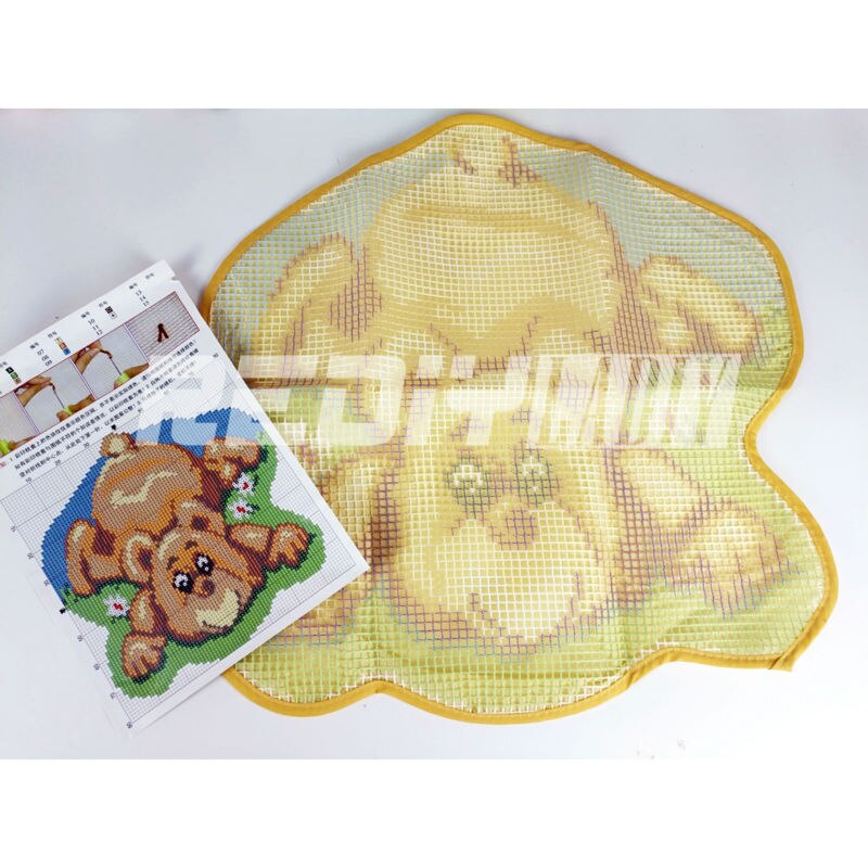 New Latch Hook Rug Kits DIY Needlework Unfinished Crocheting Rug Yarn Cushion Mat Embroidery Carpet Rug Ted and Dog Home Decor