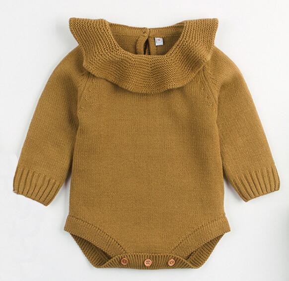 Baby Junge Mädchen Herbst Winter Kleidung Langarm Einfarbig Gestrickte Warme Strampler Overall Neugeborene Kleidung