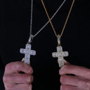 Quality Iced Out Asscher Cut Cross Pendant Necklace Mens/Women Micro Paved Hip Hop Gold Silver Color Bling Charm Chains Jewelry