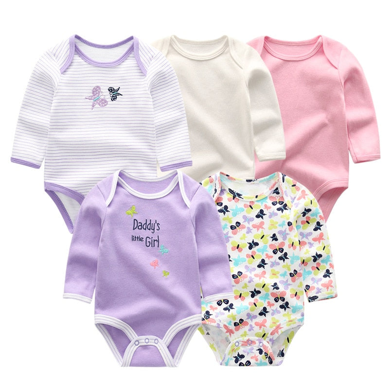 5 PCS/lot winter long sleeve newborn baby bodysuit cotton baby jumpsuit ropa bebe white baby boy girl clothes