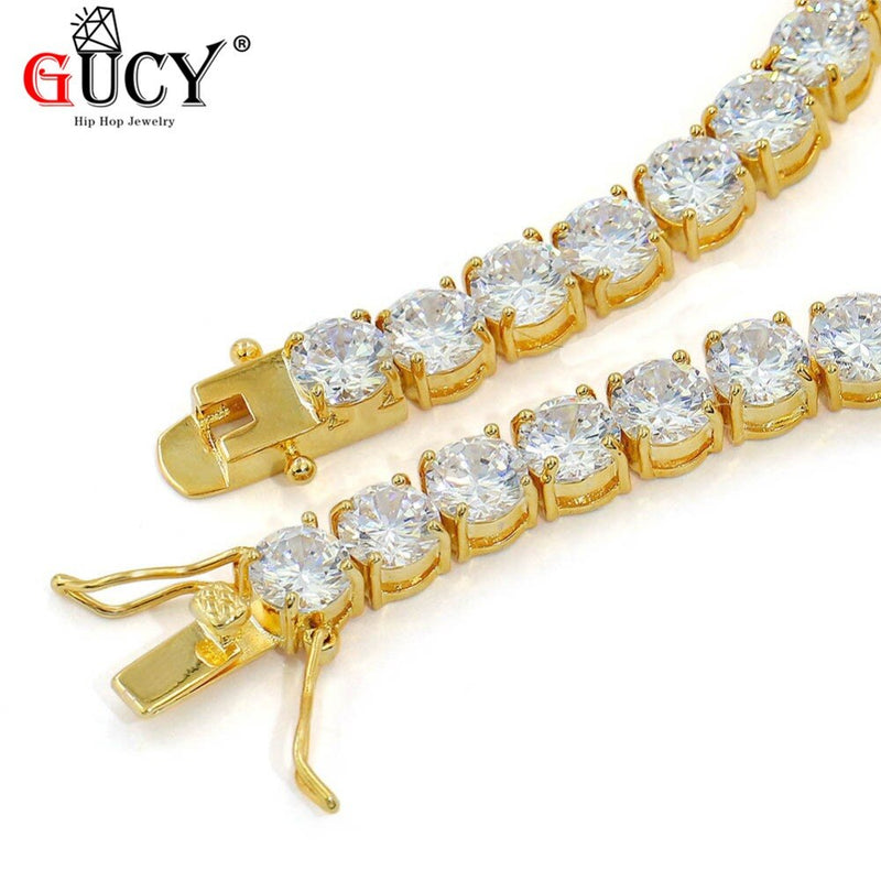 GUCY 3mm 4mm 5mm 6mm Mens AAA Cubic Zirconia Tennis Chain Bracelet Hip Hop Jewelry Iced Out 1 Row CZ  Birthday Gift