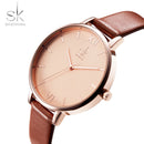 Relojes Shengke para mujer, reloj de pulsera de marca de lujo, reloj de cuero para mujer, reloj de cuarzo Ginebra a la moda para mujer, reloj femenino nuevo SK