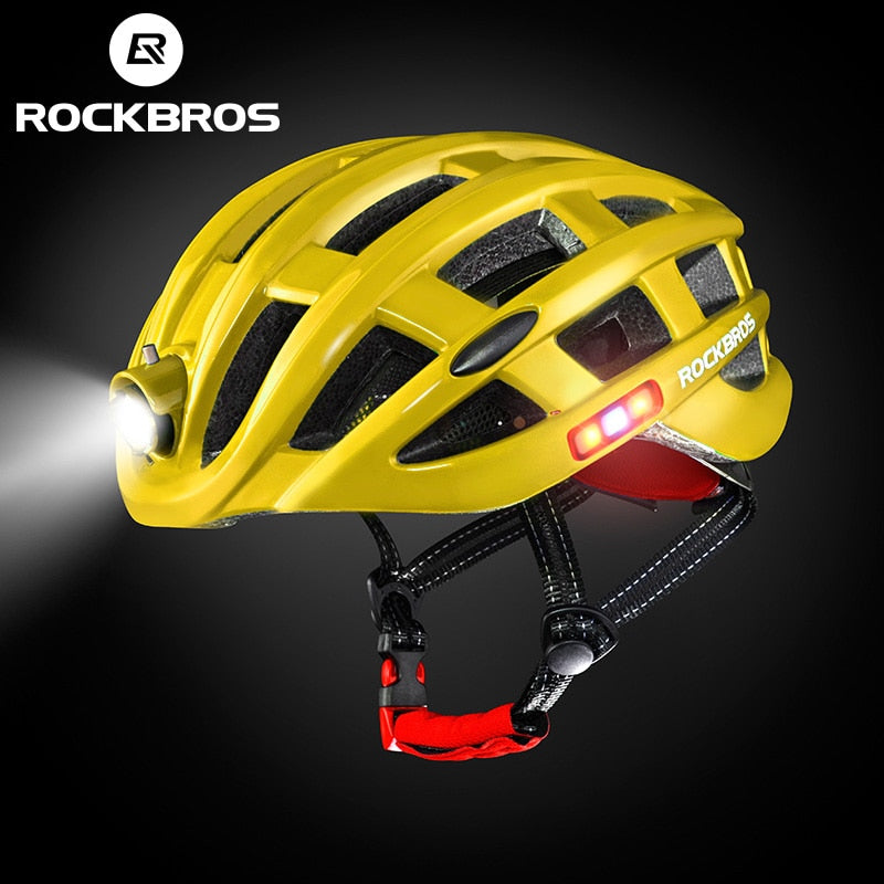ROCKBROS Fahrrad-Lichthelm, wasserdichter Fahrradhelm, USB-Aufladung, Fahrradhelm, integriert geformtes MTB-Rennrad-Zubehör