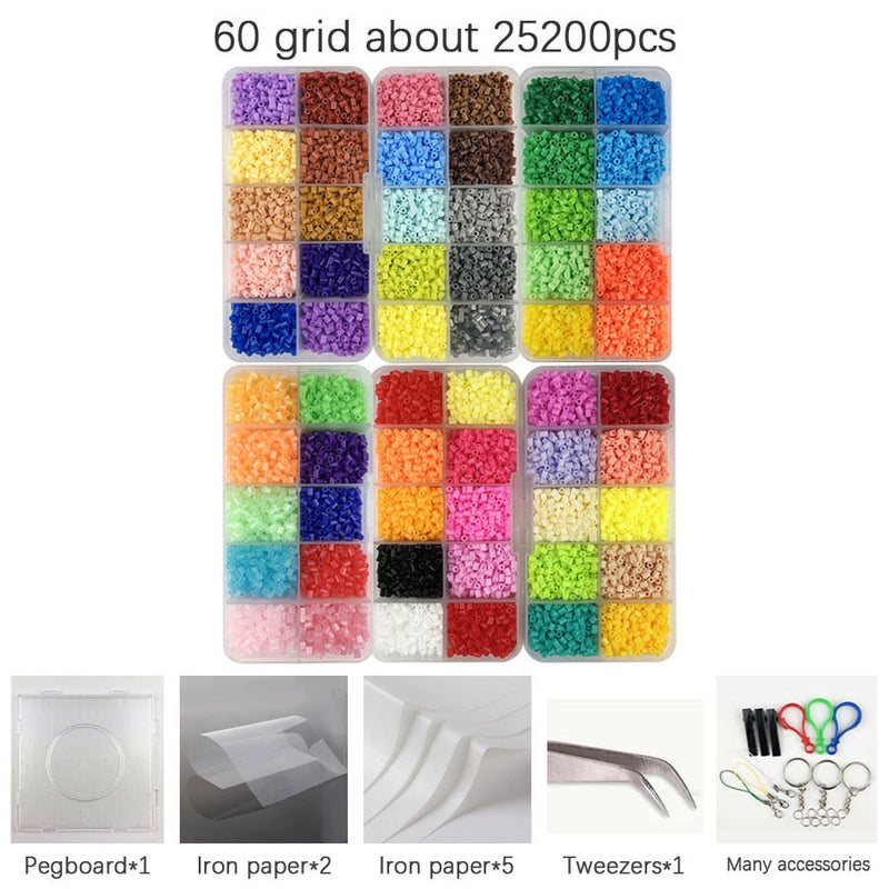 Mini Hama Beads de 2,6mm, kits de 80 colores, herramienta de cuentas perler PUPUKOU y plantilla, juguete educativo, rompecabezas de cuentas 3D para niños