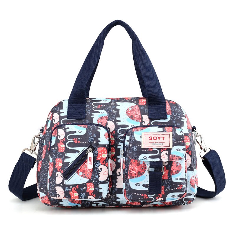 Nuevos bolsos de hombro de nailon multicapa para mujer, bolsos sencillos a la moda para chicas, bolsos de mensajero, bolsos cruzados con flores impresas