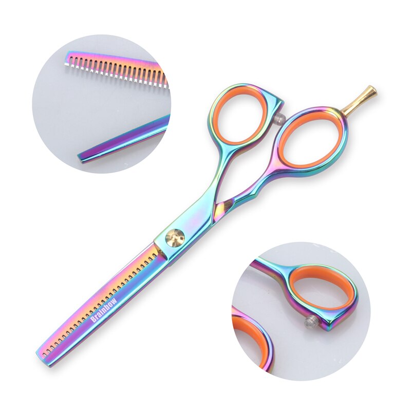 Brainbow 2pcs / Set 5.5' Multi-Color Haarschere Rechtshänder Effilierschere Friseurschere Pro Salon Haarstyling-Werkzeuge