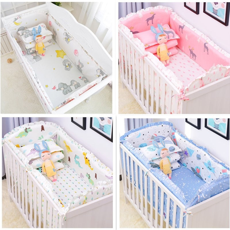 6Pcs Cartoon Baby Crib Bumpers Babies Bedding Sets Padded Baby Crib Rail Cot Bed Sheets Cotton  Customizable Baby Beddings Set