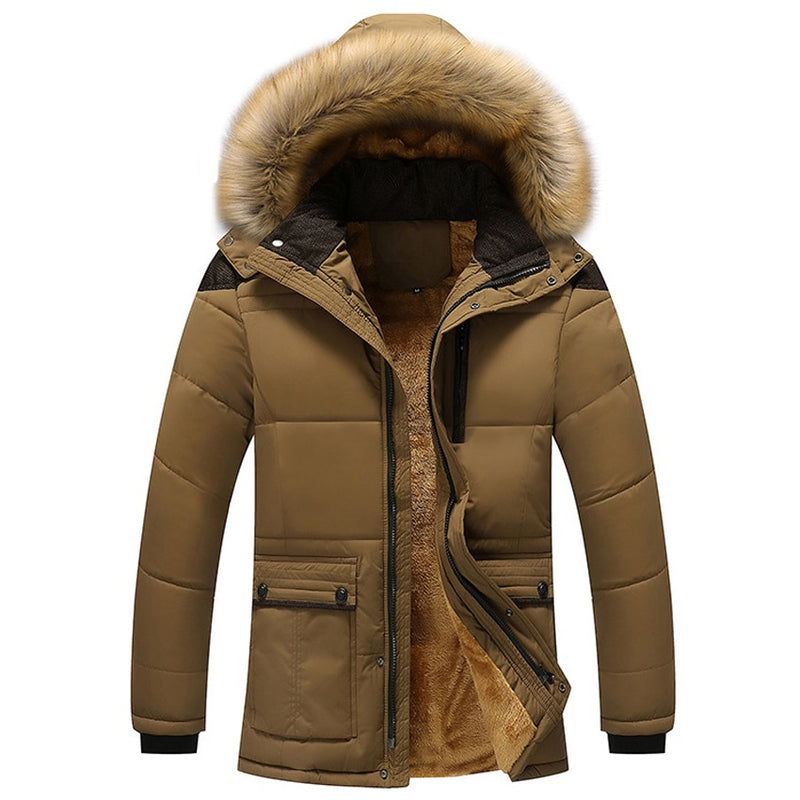 Mountainskin Winter Men&#39;s Jackets Thick Fleece 5XL Fur Collar Hooded Men&#39;s Coats Casual Jacket Male Outerwear Windproof SA390