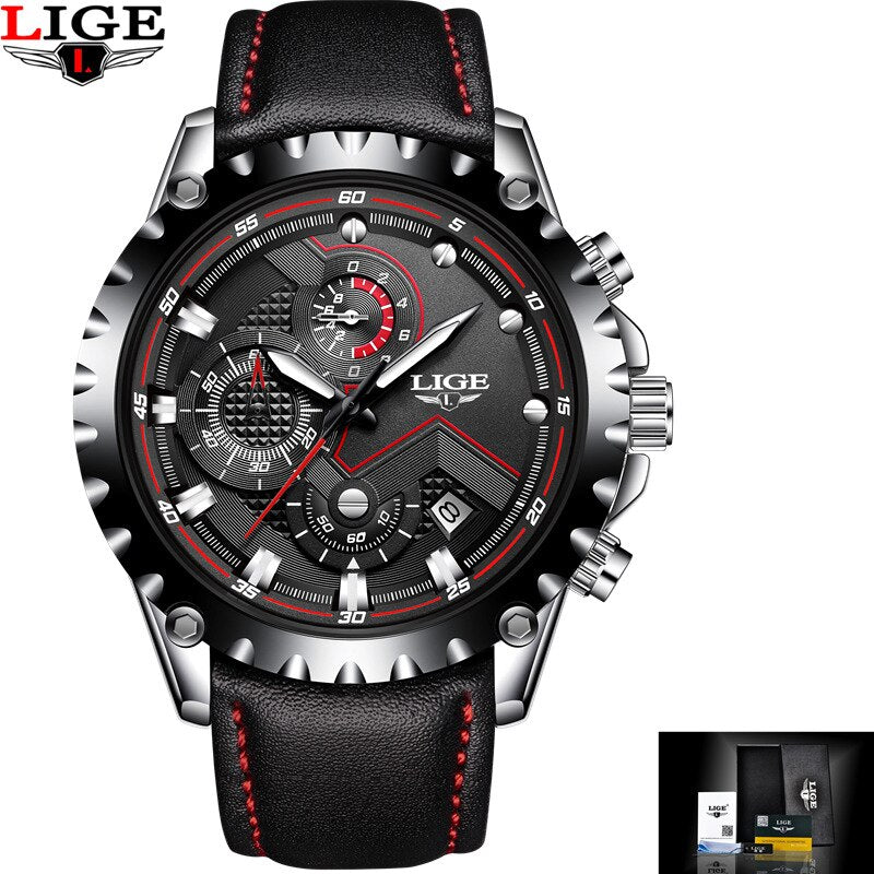 Marca LIGE, relojes de moda para hombre, reloj deportivo de cuarzo resistente al agua para hombre, reloj militar de acero completo, relojes de pulsera, reloj Masculino