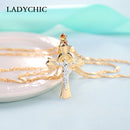 LADYCHIC Kruzifix Jesus Gold Kreuz Halskette für Frauen Männer Klassisches christliches Kreuz Anhänger Kirche Zubehör Dropshipping LN1069