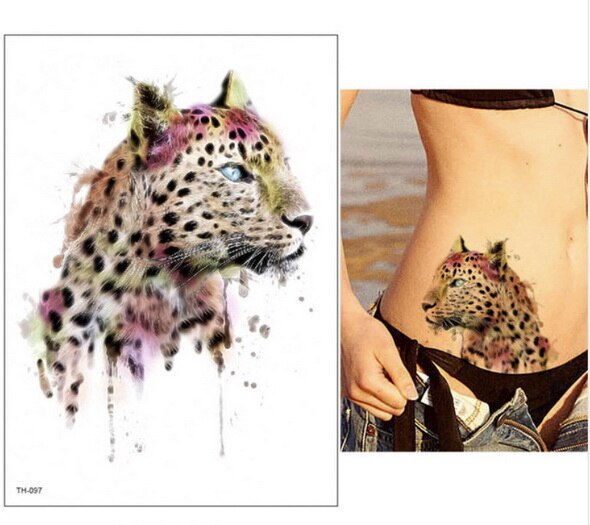 21*15 cm nuevo tatuaje temporal pegatina lindo leopardo Lobo Tigre animales patrón impermeable arte corporal tatuaje falso mujeres hombres pintura DIY