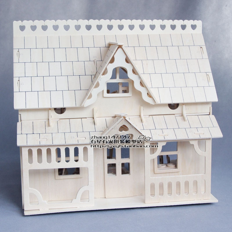 Wooden assembly miniature dollhouse for dolls mini furniture sets DIY doll house pretend play puzzle toys for children girls kid