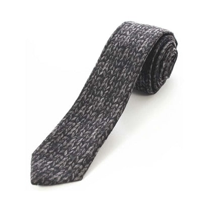 JEMYGINS Original High Quality Cotton 2.4&#39;&#39; Skinny Plaid Solid Cashmere Tie Wool Men Neck Tie For Youth Working Meeting