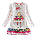 DXTON Winter Kids Dresses For Girls Flying Sleeve Unicorn Children Dress Star Stripe Toddler Cotton Clothing Causal Girls Dress