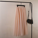 Falda larga de gasa de 3 capas estilo bohemio para mujer, faldas largas elegantes de cintura alta para mujer, faldas largas de playa no transparentes Saia 2021 primavera SK121