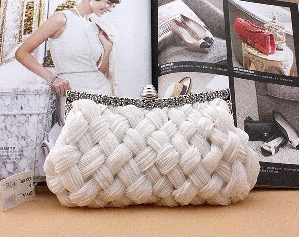 Hot spring Evening bag weave clutch bags woman handbag Silk Elegant Dinner Ladies&