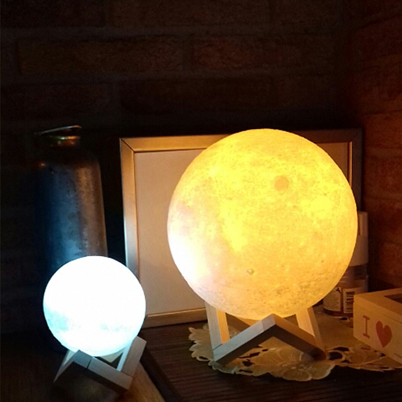 Dropship 3D-Druck Mondlampe 20 cm 18 cm 15 cm Bunte Änderung Touch USB Led Nachtlicht Wohnkultur Kreatives Geschenk