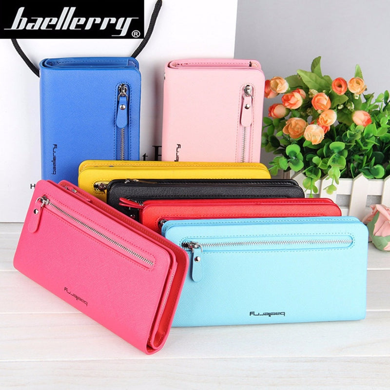 Baellerry Card holder Women Wallets Leather Long Design Quality Passport Cover Casual Women Purse Zipper Multi-function Wallet