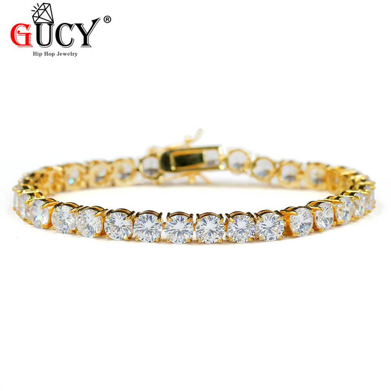 GUCY 3mm 4mm 5mm 6mm Mens AAA Cubic Zirconia tenis cadena pulsera Hip Hop joyería Iced Out 1 fila CZ regalo de cumpleaños