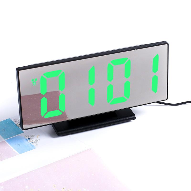 LED-Spiegel-Digital-Wecker-elektronischer Uhr-Tabellen-Desktop-Wecker-Multifunktions-Snooze-Nacht-großes LED-Anzeigen-Geschenk