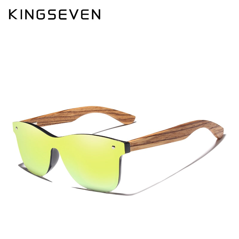 KINGSEVEN Handmade Brand Design Zebra Polarized UV400 Sunglasses Men/Women Mirror Lens Original Wood Eyewear Oculos de sol