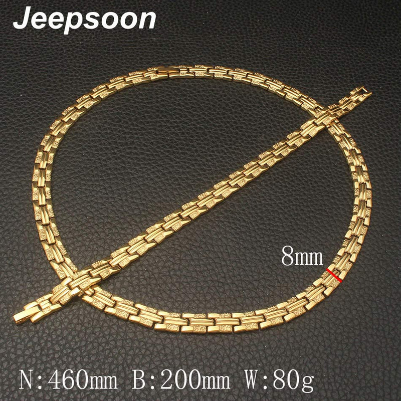 Wholesale Newest Fashion Stainless Steel Metal Silver Gold color  Necklace And Bracelet Jewelry Set For Women SFKZAQEI