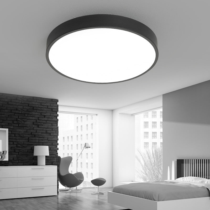 Black White Modern Led Chandelier Acrylic Round Chandeliers Ceiling For Living Room Bed Room Kitchen Ultra thin Lighting Fixture