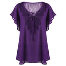 Plegie Large Size Lace Patchwork Shirt Womens Tops and Blouses Short Sleeve Big Size Blusas Femininas Blusas Mujer De Moda 2022