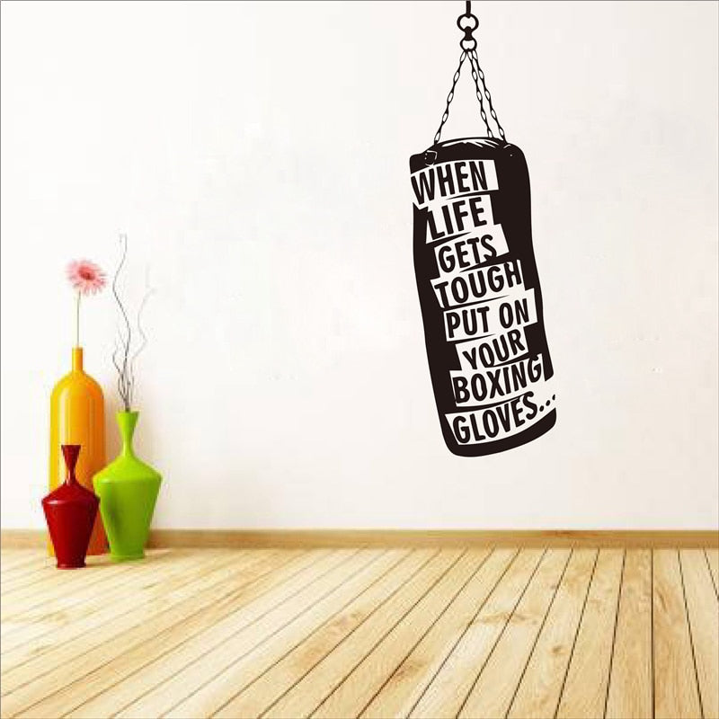 When life gets..Boxsack Handschuhe Boxen motivierende Wandtattoos Fitness Gym Hobby Zitat Vinyl Aufkleber DIY Art Decor