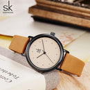 Shengke Simple Watch For Women Brown Retro Leather Relogio Feminino Top Brand Women&