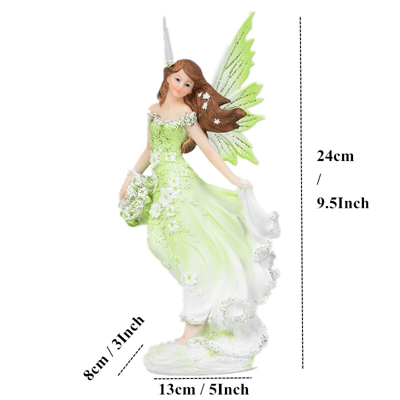 VILEAD Resin Angel Fairy Figurine Unicorn Horn Flower Fairy Garden Statue Horse Miniatures Modern Animal Home Decoracion Hogar