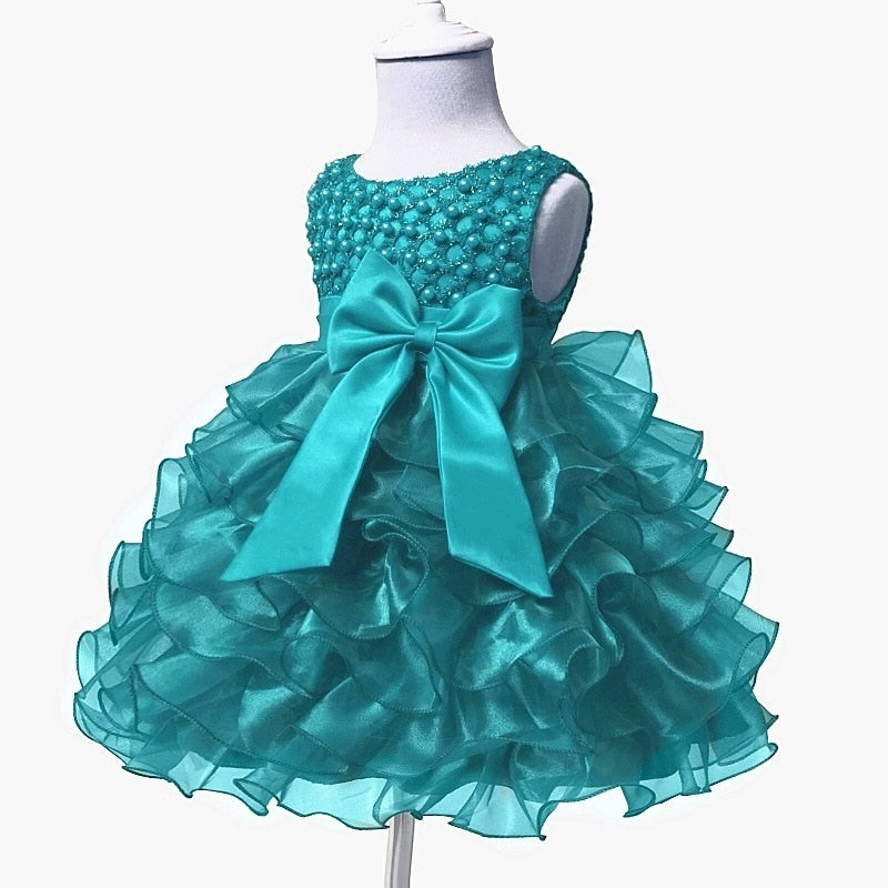 Tutu Friesen Blume Baby Mädchen Kleid für Hochzeitsfeier ärmellose Säuglingsbabykleider für 1. Geburtstag Kleinkind Taufe Kleidung