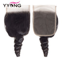 Yyong Hair Peruvian Loose Wave 3/4 Bundles Human Hair With Lace Closure 4x4 Lace Closure With Bundles Natural Color Remy Hair