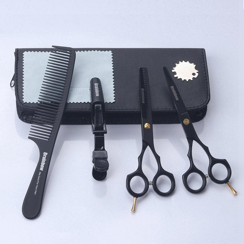 Brainbow 5,5 'Professionelle schwarze Japan-Haarschere zum Schneiden von Effilierfriseur-Friseurscheren Salon-Haarschnitt-Styling-Werkzeugen