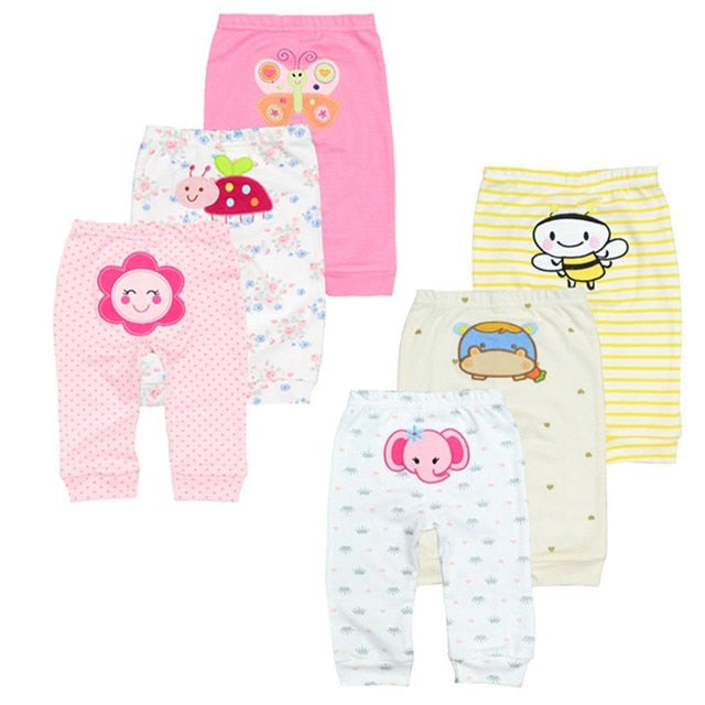 3/6 Pieces Baby Trousers Cotton Autumn Cartoon Animal Print Leggings Boys Girls Long Baby Pants