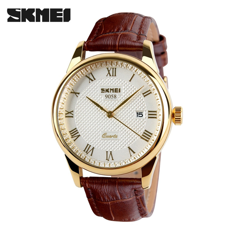 Relojes de marca SKMEI 2020 para hombre, reloj informal de moda de negocios de cuarzo, reloj de pulsera resistente al agua de 30m con fecha de acero para mujer y pareja