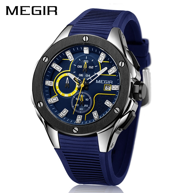 Reloj deportivo MEGIR para hombre, marca superior de lujo, resistente al agua, cronógrafo luminoso, relojes militares del ejército de cuarzo, reloj para hombre, reloj Masculino