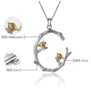 Lotus Fun Plata de Ley 925 auténtica, joyería fina Original Natural, colgante de pájaro en rama de oro de 18 quilates sin collar para regalo de mujer