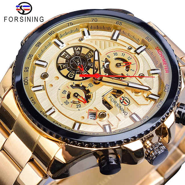 Forsining 2019 3 Dial Calendar Multifunction Military Luminous Hand Mens Mechanical Sport Automatic Wrist Watch Top Brand Luxury